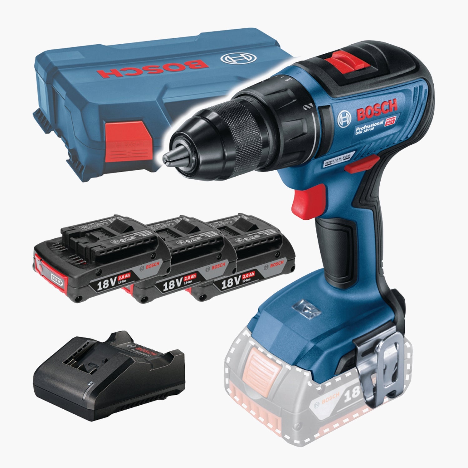 BOSCH 06019H5005 GRS 18V-50 3X GBA 2.0 Ah + GAL Cordless screwdriver