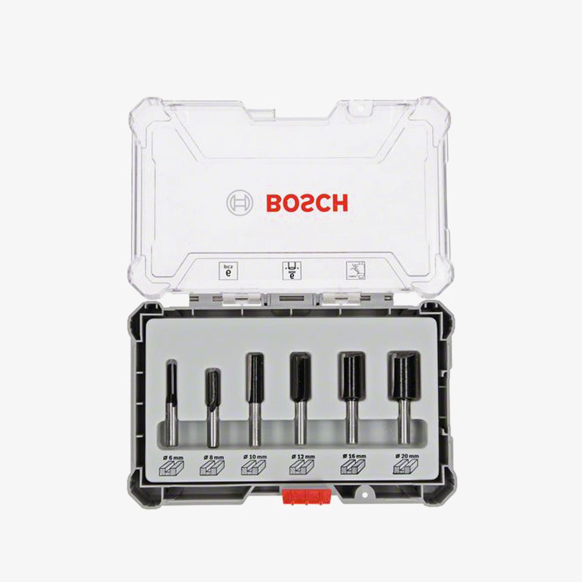 BOSCH 2607017465 Router bit set, 6-piece, flat, 6 mm drill bit holder