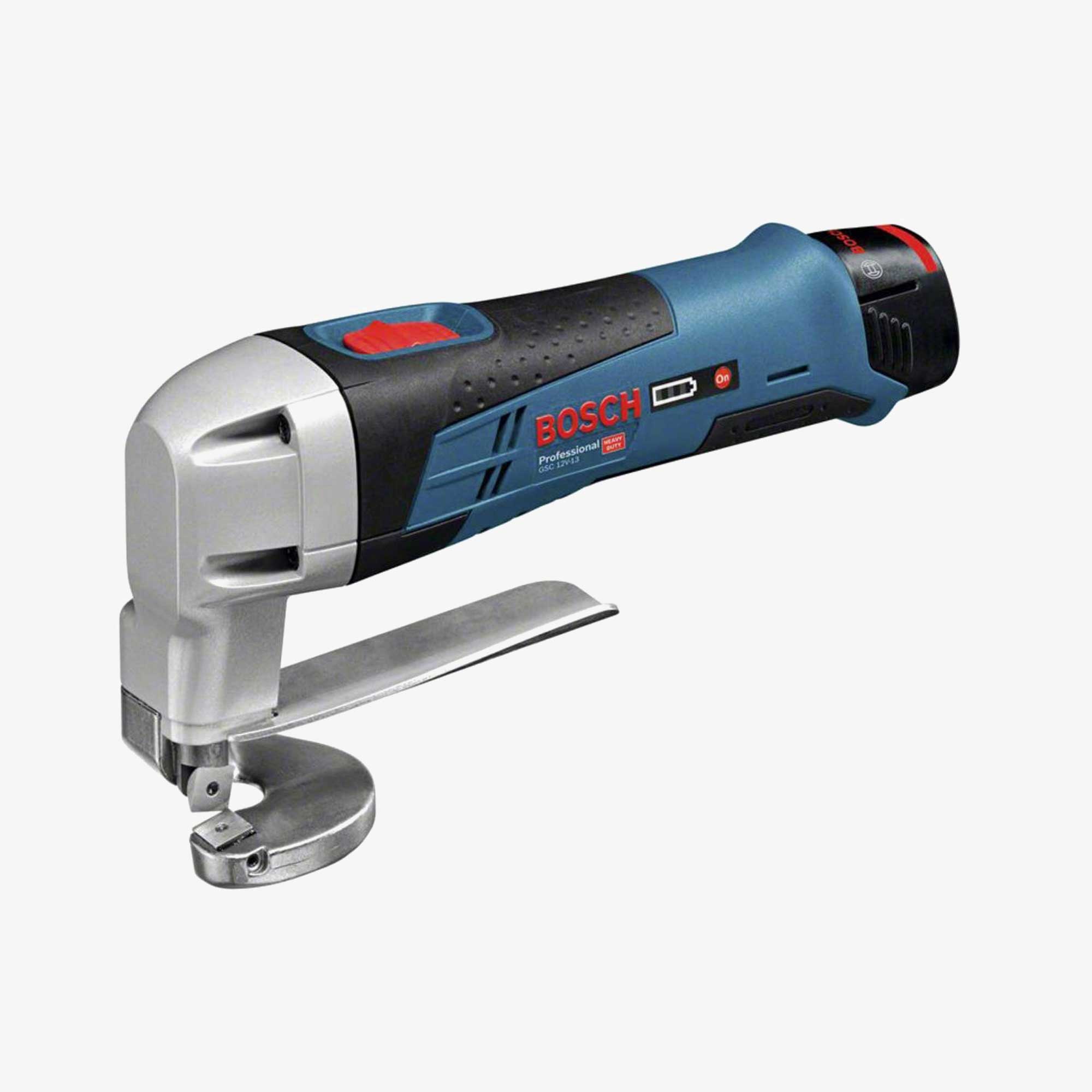 BOSCH 0601926108 GSC 12V-13 Cordless sheet metal shears in L-BOXX 102 with 2 x 2.0 Ah lithium-ion batteries, hex key 