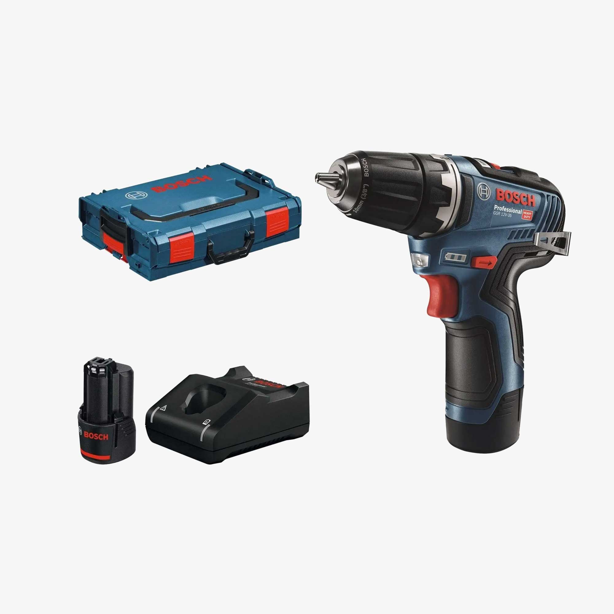 BOSCH 06019H8002 GSR 12V-35 Cordless drill-screwdriver in L-BOXX 102 with 2 x 3.0 Ah batteries, with fast charger 