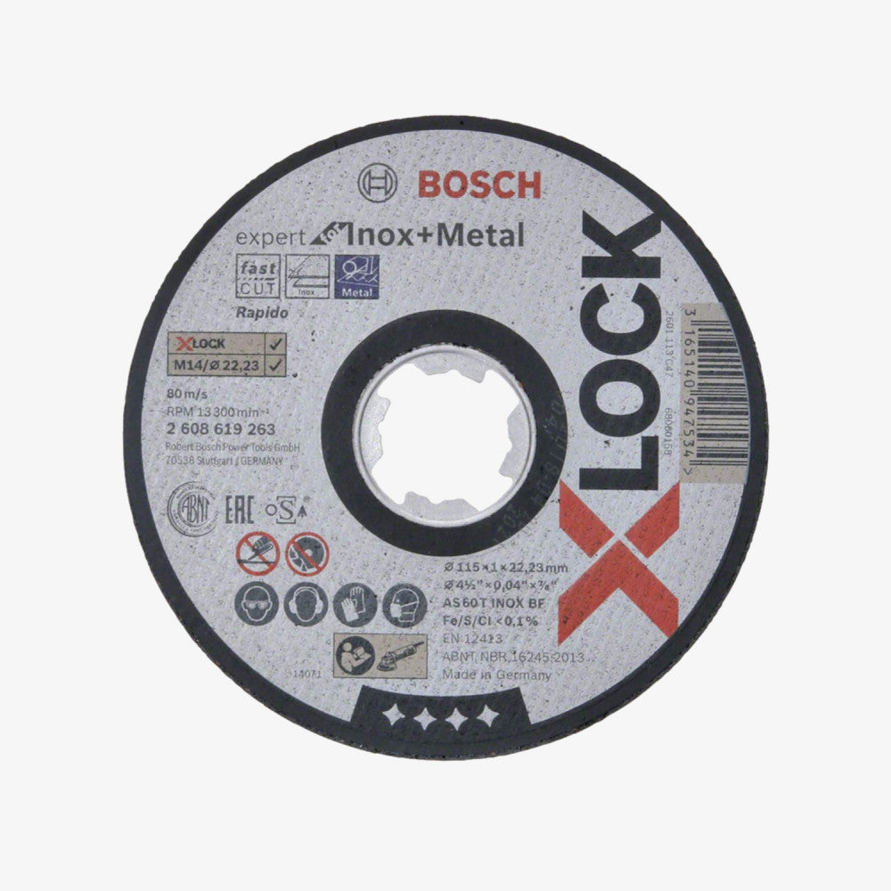 BOSCH 2608619263 Cutting board Expert for Inox + Metal X-LOCK 115 x 1 x 22.23, straight cutting